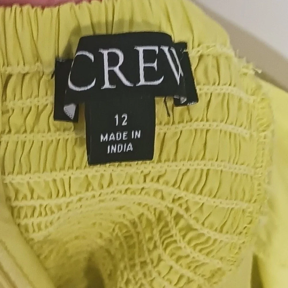 J.Crew Yellow Square Neck Puff Sleeve Top 12 Cotton Corset Milkmaid Blouse
